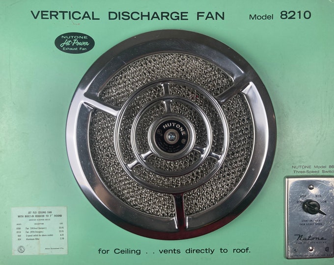 NOS Rare 8210 Nutone Vertical Exhaust Fan With Nutone 3 Speed Switch in