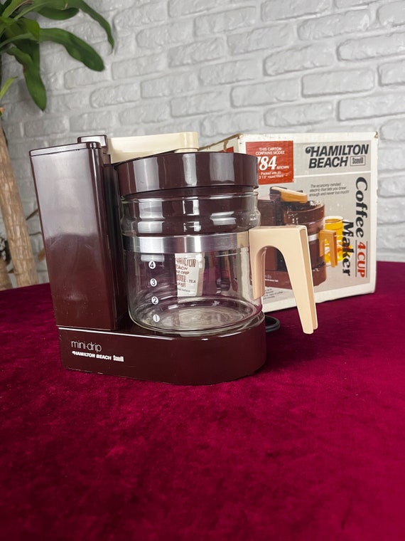Vintage Hamilton Beach Mini Drip Coffee Maker Scovill 4 Cup Brown