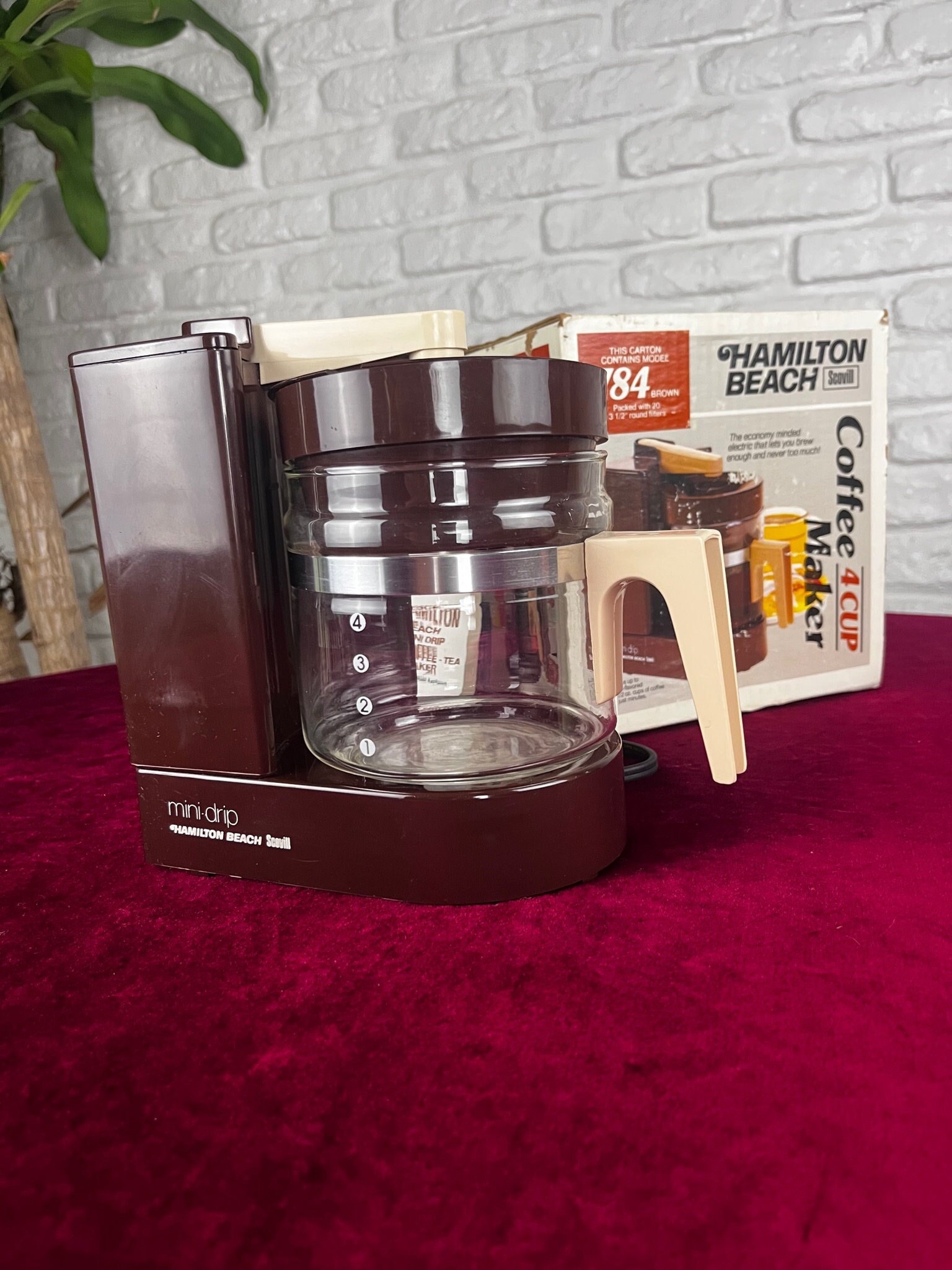 Vintage Hamilton Beach Mini Drip Coffee Maker 4 Cup Model 784 Brown  Complete