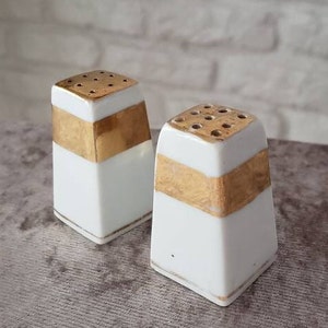Vintage Ceramic Gold Salt and Pepper Shaker