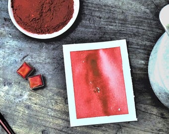 Medici Red PR144 - Handmade watercolors - Renesans inspired modern pigment - half pan - full pan