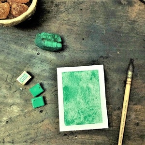 Malachite genuine Handmade watercolors green Mineral paints Historical art palette