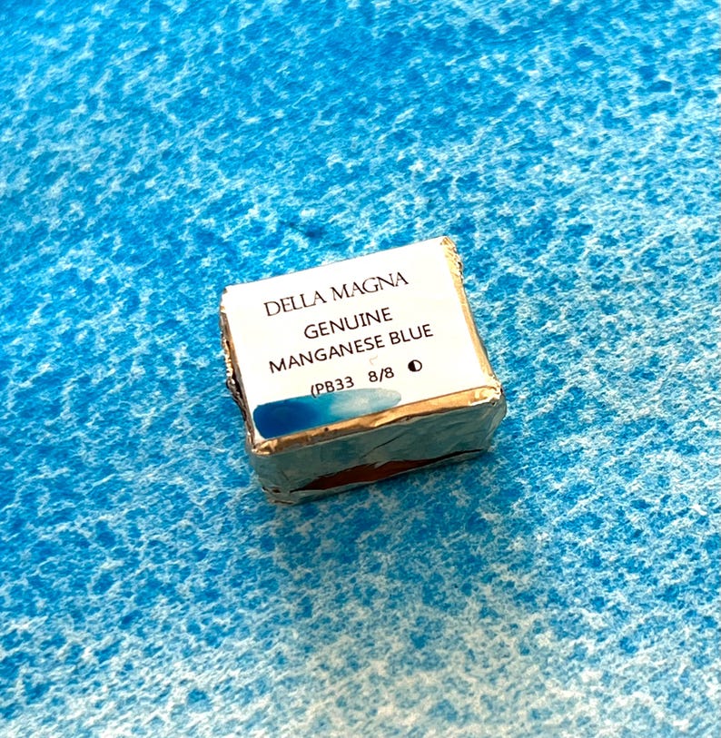 Manganese Blue PB33 genuine - Handmade watercolor paints blue palette for artists - acquerelli artigianali image 4