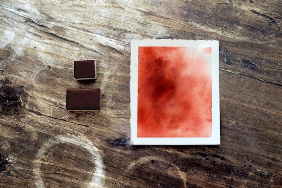 PR206 Quinacridone Russet - discontinued red pigment - handmade watercolor paint old palette