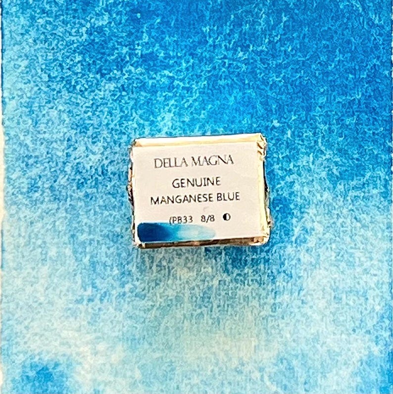 Manganese Blue PB33 genuine - Handmade watercolor paints blue palette for artists - acquerelli artigianali image 5