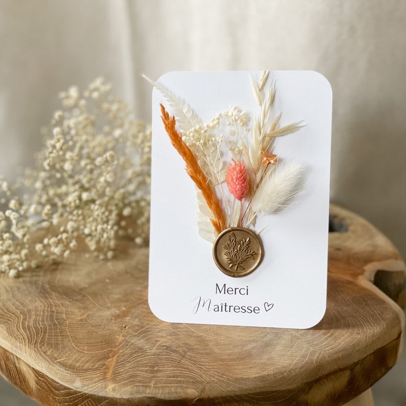 Carte fleurs séchées en papier cartonné carte de voeux fleuri cadeau personnalisable maman maîtresse mariage anniversaire annonce Multicolore