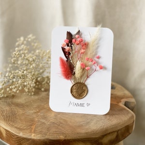 Carte fleurs séchées en papier cartonné carte de voeux fleuri cadeau personnalisable maman maîtresse mariage anniversaire annonce Rose