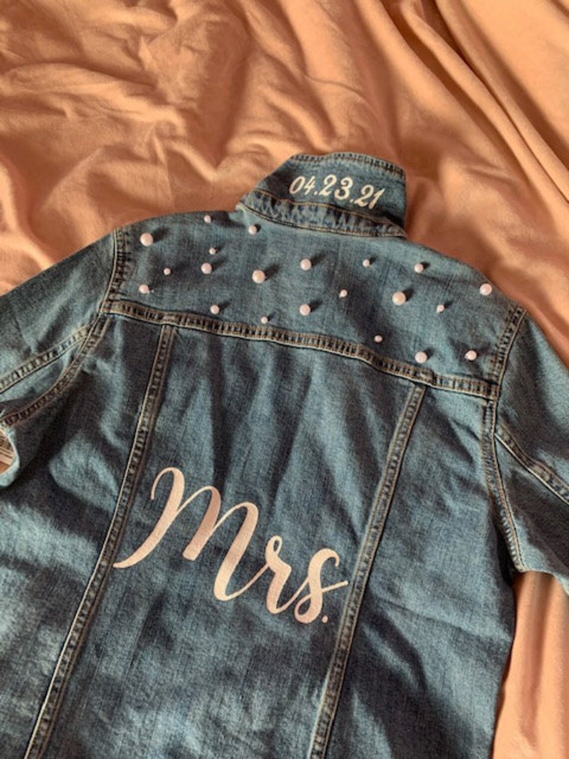 Veste en jean perle veste en jean mariée veste Mrs Denim Etsy France