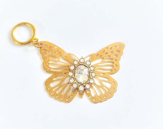 Dainty White Rose Butterfly Key Ring