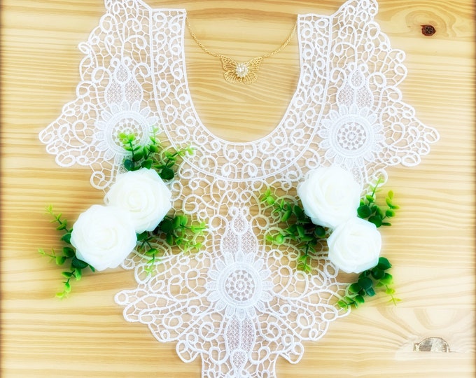 Enraptured White Rose Floral Lace Applique