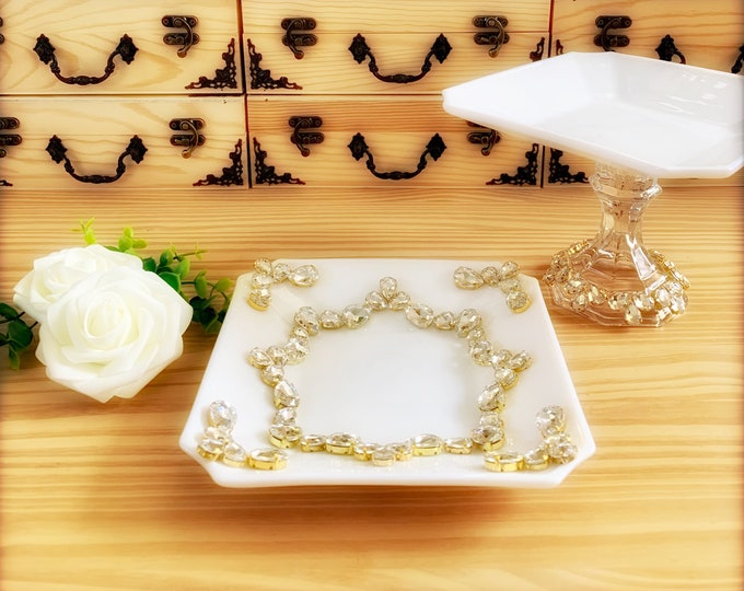 Glistening White Rose Appetizer Plate Set