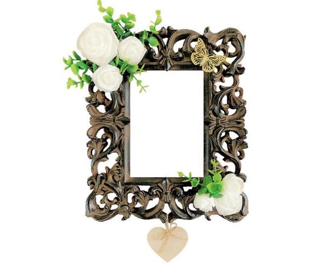 Reminiscent White Rose Ornate Picture Frame