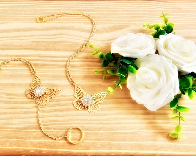 Radiant Rose Butterfly Jewelry Set