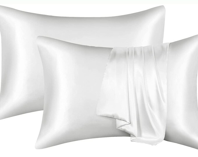 Iridescent White Rose Satin Pillowcases