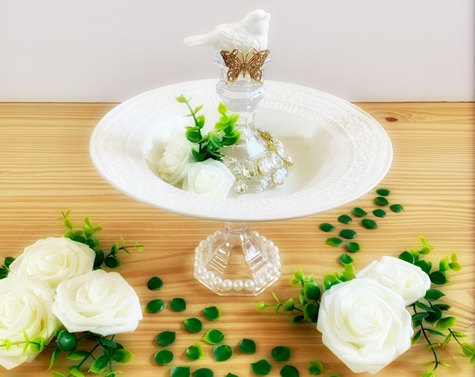 Blissful White Rose Display Dish
