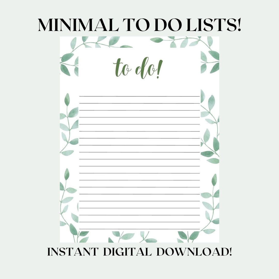 Minimal to Do List Printable, to Do List Template, Simple Productivity ...
