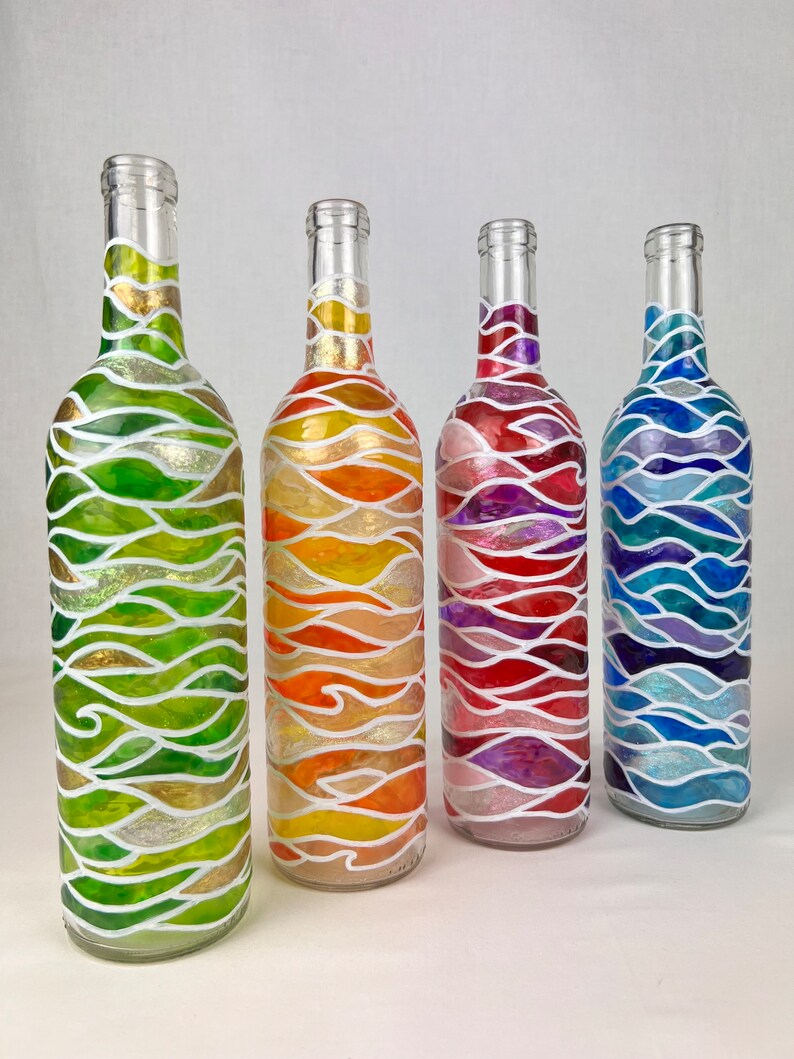 DebbieLeeDesignsGA Stained Glass Wine Bottle Lamp - Thumbnail 3