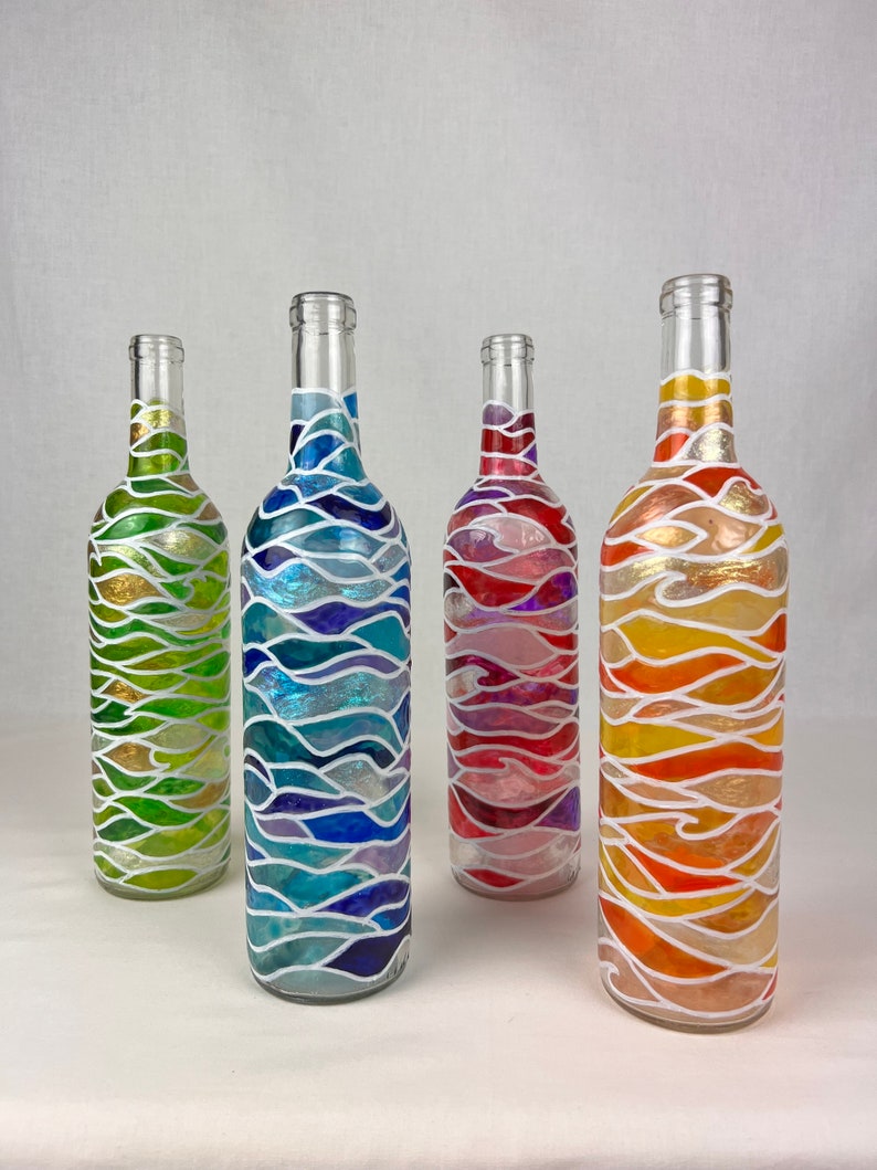 DebbieLeeDesignsGA Stained Glass Wine Bottle Lamp - Thumbnail 4