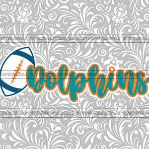 Fútbol de los delfines svg, delfines svg, delfines png, espíritu escolar svg, mascota del equipo svg, archivo svg para Cricut, diseño PNG de sublimación