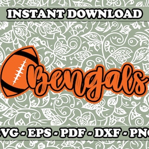 Fútbol de los Bengals svg, Bengals svg, Bengals png, School Spirit svg, Team Mascot svg, Archivo Svg para Cricut, Diseño PNG de sublimación