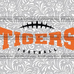 Archivos SVG de tigres grunge para Cricut y diseños de sublimación, SVG de espíritu escolar, SVG de mascota de equipo de fútbol, descarga digital, PNG, DXF, EPS