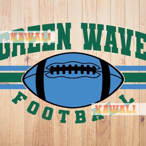 Green Wave SVG, Time de Futebol Green Wave SVG, Espírito Escolar SVG, Mascote do Time SVG, Arquivo SVG para Cricut, Design PNG de Sublimação
