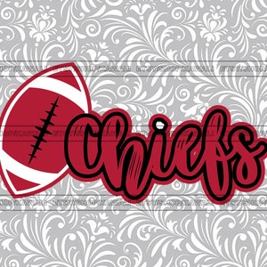 Fútbol de los Chiefs svg, Chiefs svg, Chiefs png, School Spirit svg, Team Mascot svg, Archivo Svg para Cricut, Diseño PNG de sublimación