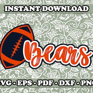 Bears Football svg, Bears svg, Bears png, School Spirit svg, Team Mascot svg, Archivo Svg para Cricut, Diseño PNG de sublimación