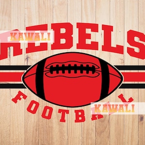 Rebels SVG, Rebels Football Team SVG, School Spirit SVG, Team Mascot SVG, Archivo SVG para Cricut, Diseño PNG de sublimación