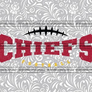 Archivos SVG grunge de los Chiefs para Cricut y diseños de sublimación, SVG de espíritu escolar, SVG de mascota de equipo de fútbol, descarga digital, PNG, DXF, EPS