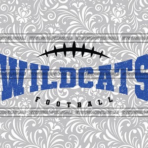 File SVG grunge Wildcats per Cricut e design a sublimazione, file SVG con spirito scolastico, logo mascotte della squadra di football in formato PNG, download digitale