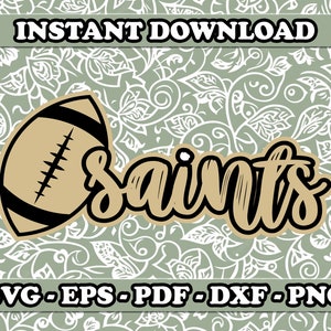 セインツ フットボール svg、セインツ svg、SAINTS png、スクール スピリット svg、チーム マスコット svg、Cricut 用 svg ファイル、昇華 PNG デザイン