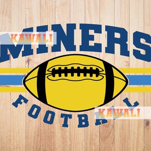 Mineros SVG, Equipo de fútbol de Mineros SVG, Espíritu escolar SVG, Mascota del equipo SVG, Archivo SVG para Cricut, Diseño PNG de sublimación
