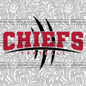 Fútbol de los Chiefs svg, Chiefs svg, Chiefs png, School Spirit svg, Team Mascot svg, Archivo Svg para Cricut, Diseño PNG de sublimación