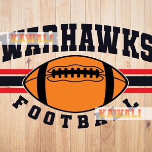 Logotipo de los Warhawks, logotipo del equipo de fútbol de los Warhawks, logotipo de espíritu escolar, logotipo de mascota del equipo, archivo SVG para Cricut, diseño PNG de sublimación