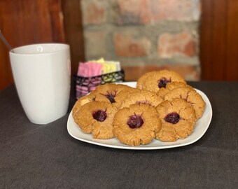 12 Keto PB & J Cookies, Low Carb, Gluten Free, Diabetic Friendly, Atkins Diet