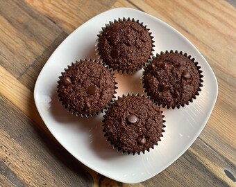 6 Keto Muffins Double Chocolate Chip, Chocolate, Gluten free, Sugar Free, Healthy, Diabetic Friendly, Low Carb, Ketogenic