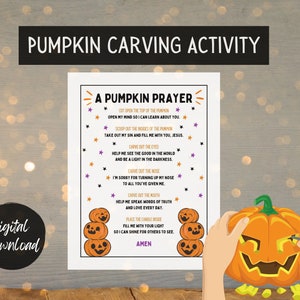 Pumpkin Prayer Printable Activity Sheet | Pumpkin Carving | Halloween Printable | Christian Halloween