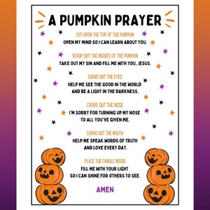 Pumpkin Prayer Printable Activity Sheet Pumpkin Carving Halloween ...