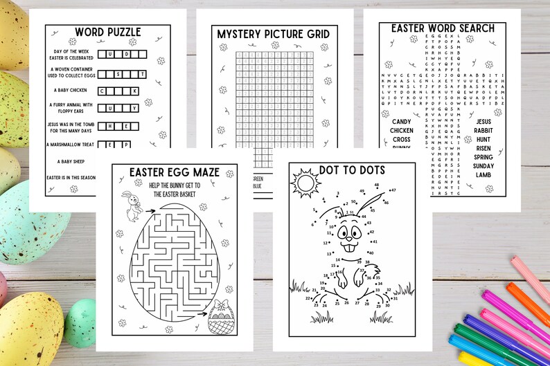 Easter Activity Sheets Bundle Printable Easter Coloring - Etsy