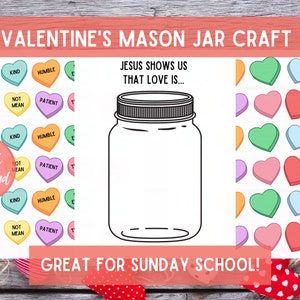 Valentinstag Einmachglas Handwerk | Christliche Printable | Liebe Handwerk | Sonntagsschule Aktivität