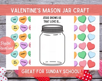Valentine's Mason Jar Craft | Christian Printable | Love Craft | Sunday School Activity