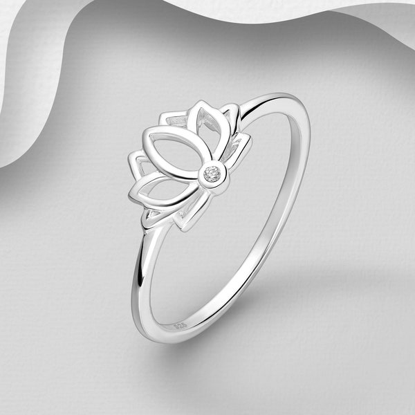 Sterling Silver Lotus Ring