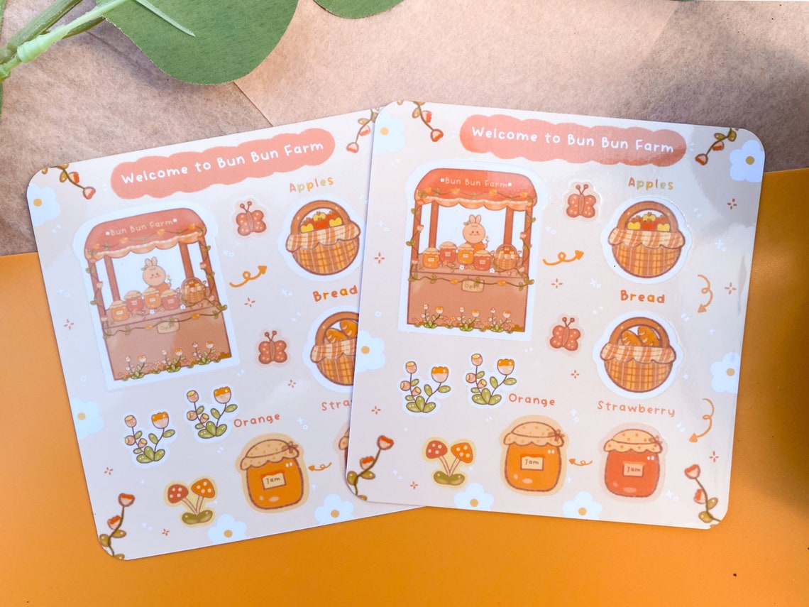 Bunny Farm Sticker Sheet Mini Bujo Stickers Kiss-cut | Etsy