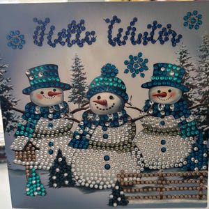 Carte Bonjour bonhomme de neige hiver