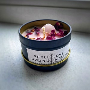 Love Intention Candle, Rose Jasmine Patchouli Vanilla Scent, Vegan Eco-Friendly (UK Made)