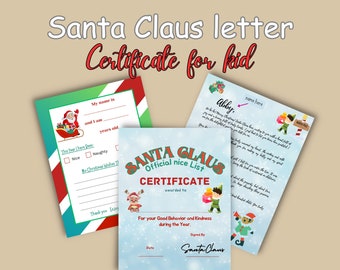 Instant Download Editable Santa Letter ,nice List Certificate and ...