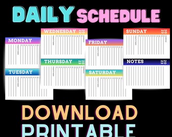 Daily Schedule tracker - tracking your routines, notes for task daily, sizes A4 11.69 x 8.25 and Letter 11 x 8.5 pdf