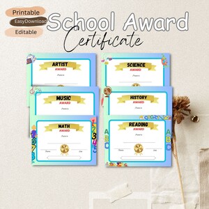kids year school award certificate. editable and printable using canva. Great and colorful certificate for the kids.