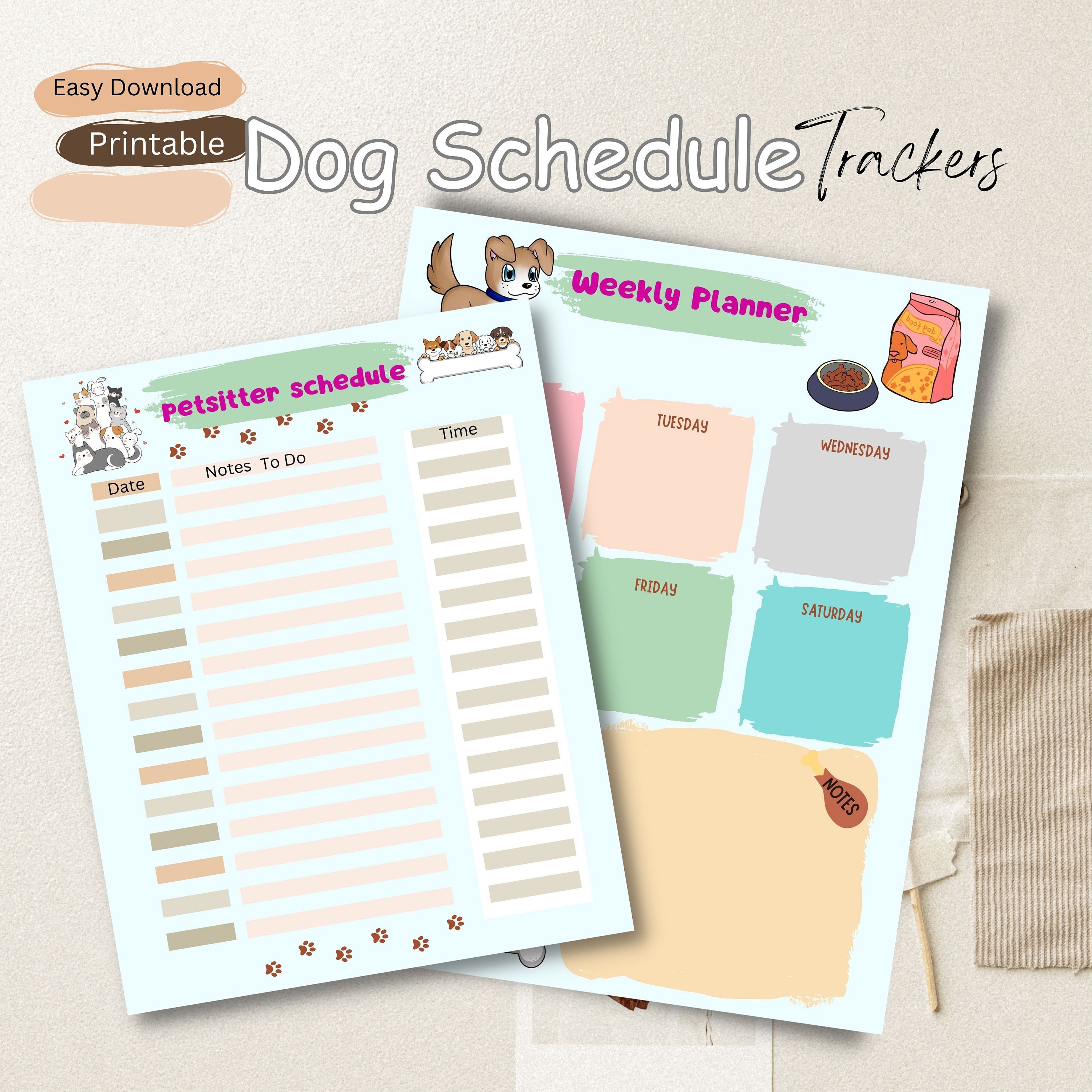 DOG SCHEDULE TRACKER- Dog Planner Printable , Medication Tracker, Pets ...